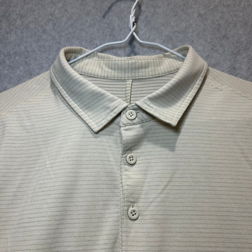 Lululemon Men's Beige Evolution Striped Performance Polo Size M - Picture 2 of 7